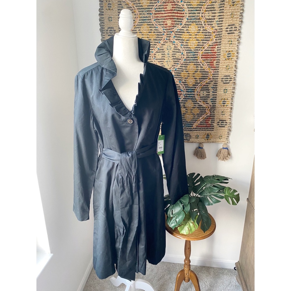 Lilly Pulitzer Ruffle Neck Cotton Kelli Trench Coat